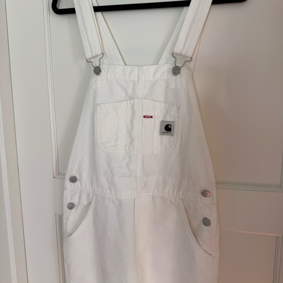 CARHARTT WORK IN PROGRESS Off-White Bib Straight Overalls New Without Tags - Picture 4 of 5